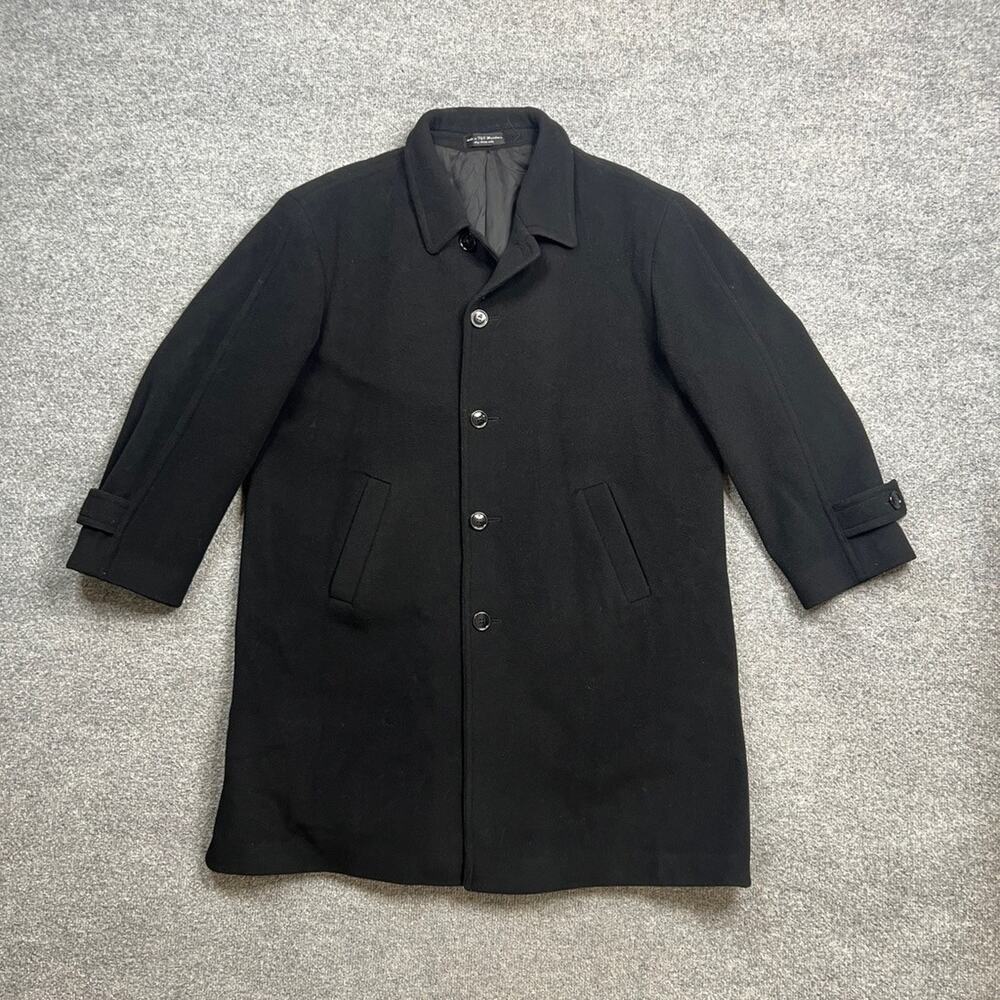 Vintage Andrew Fezza Overcoat Mens 42 Regular Black Cashmere Blend Made Italy - Picture 2 of 12